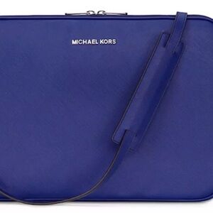Michael Kors Royal Blue Leather Laptop Crossbody